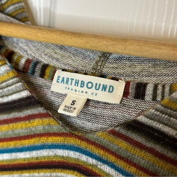Earthbound Yellow Green White Striped Pullover Hoodie Sz S Mermaid Bonfire Boho - Picture 6 of 8